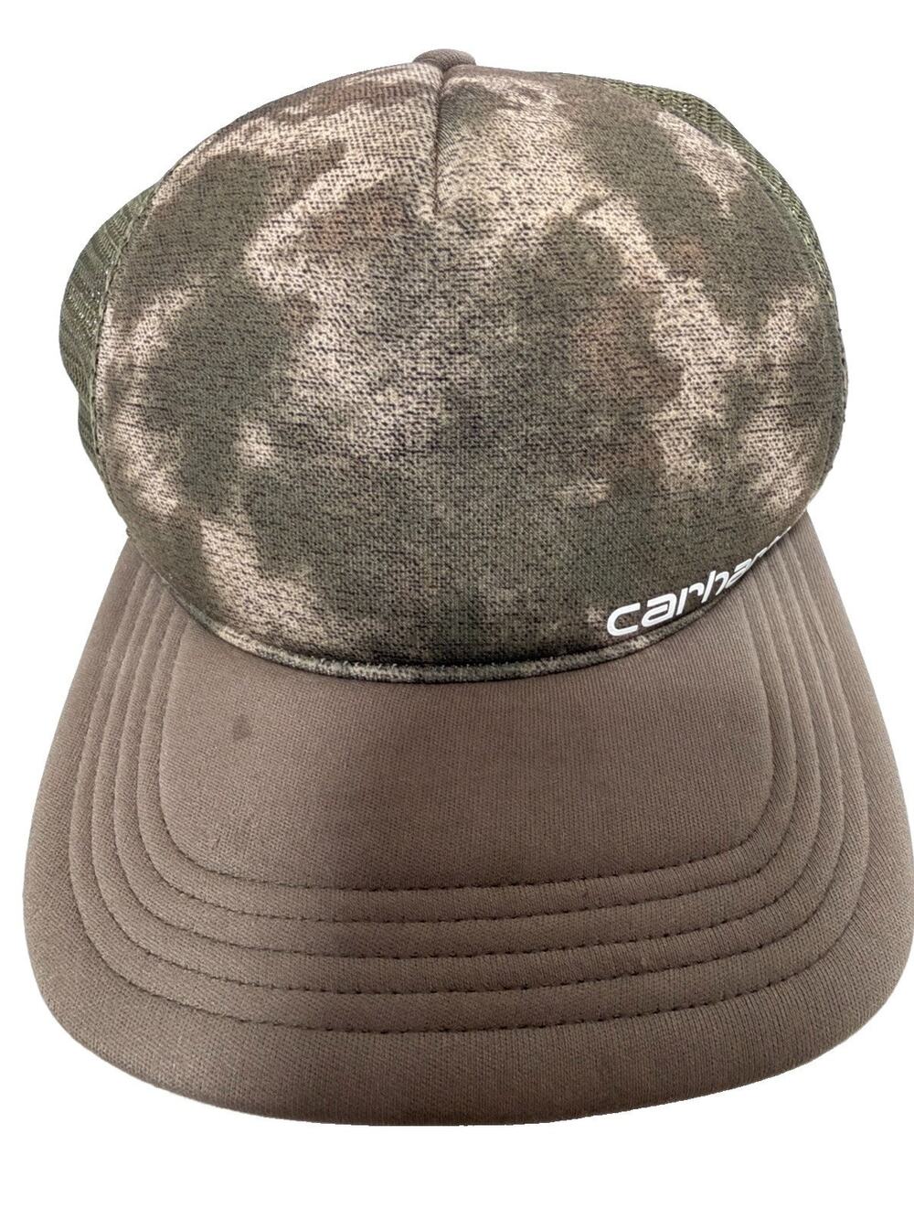 Carhartt Camo Trucker Hat Cap Mens Green Brown Snapback Workwear Outdoor OSFA
